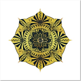 Golden Symmetry Mandala Posters and Art